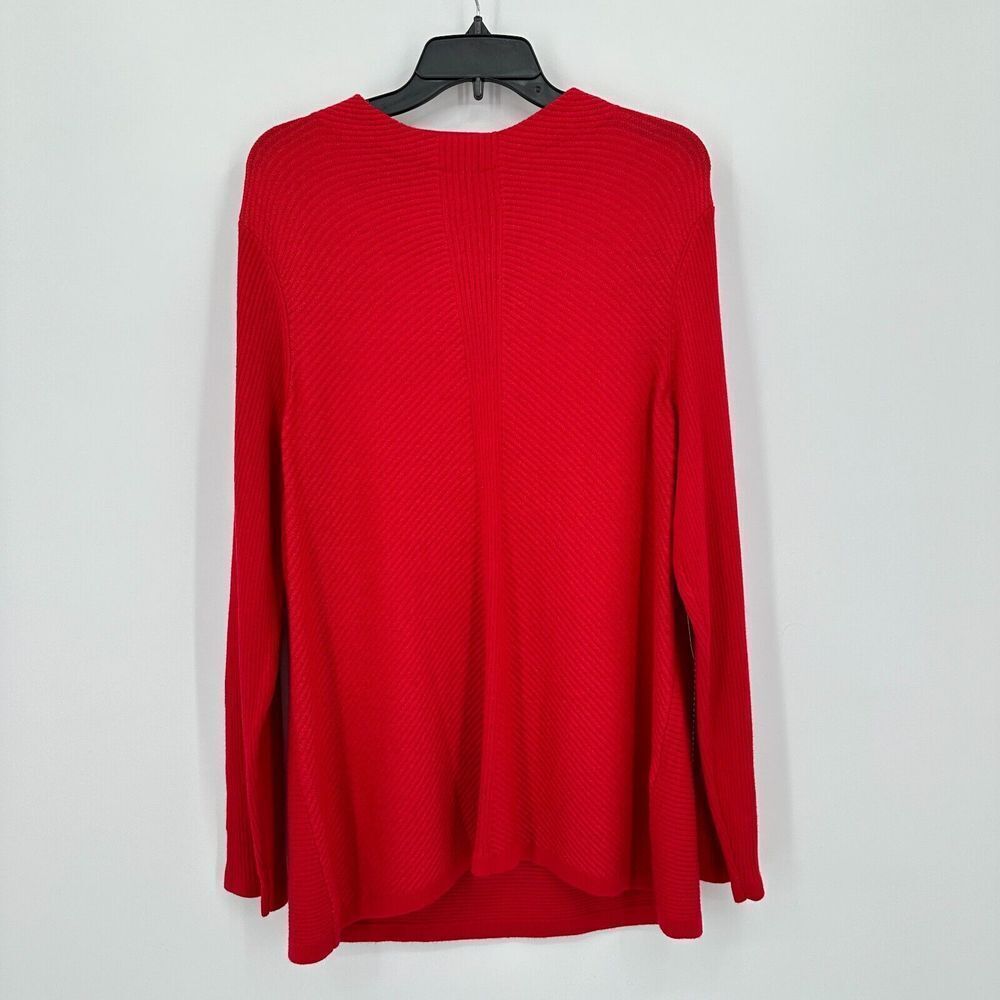 Chico's Sweater Womens Size XL Red Ribbed Knit Minimalist Top NWT